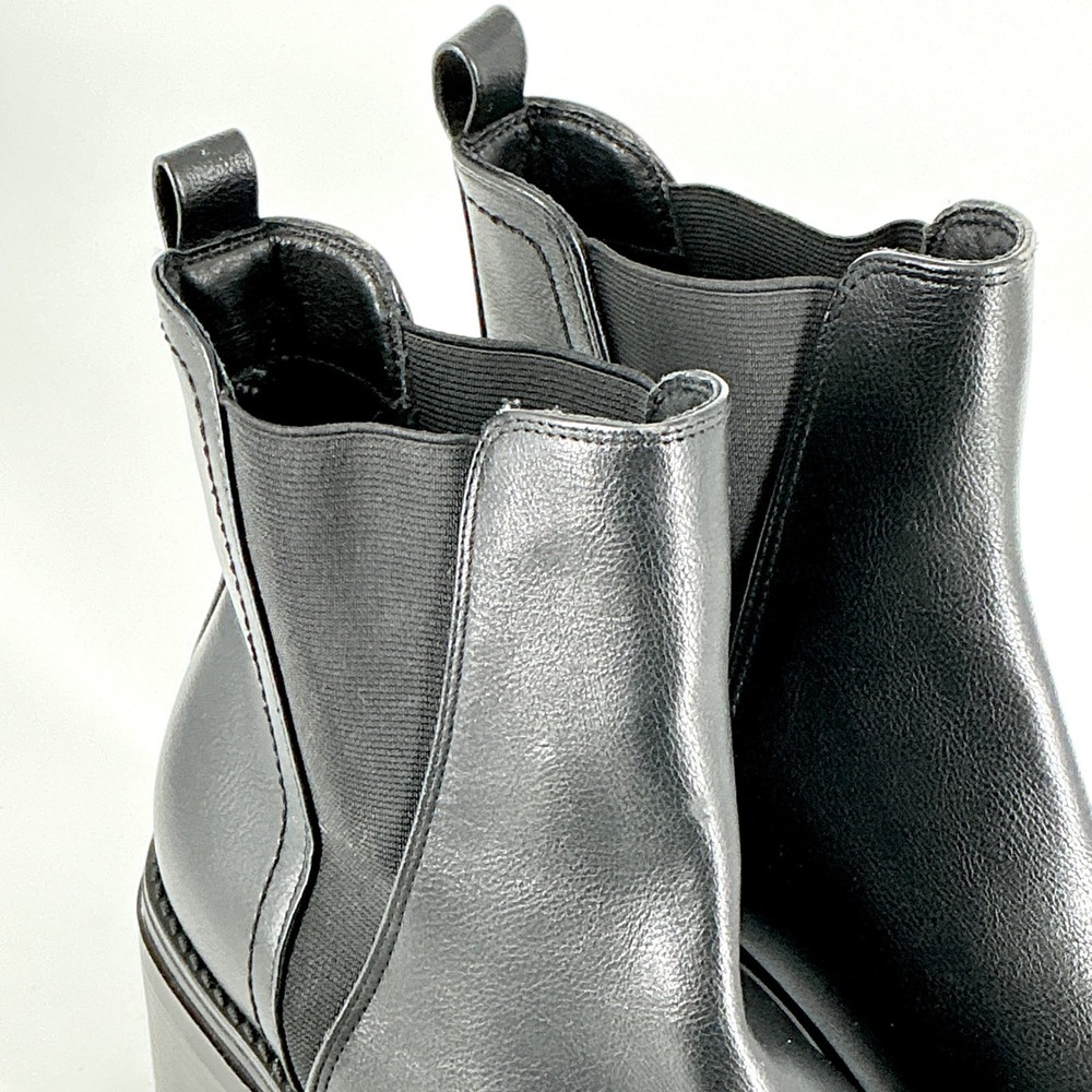 MIA Size 9.5 Black Faux Leather Platform Chelsea Boots NEW ADEA $60 - Picture 10 of 12